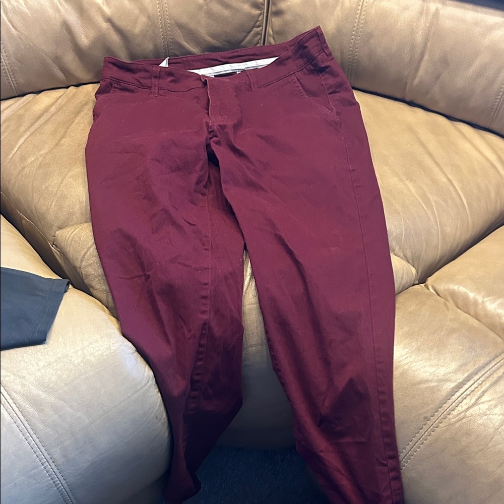 Wine Burgundy maroon slim fit chino Pants 32x28